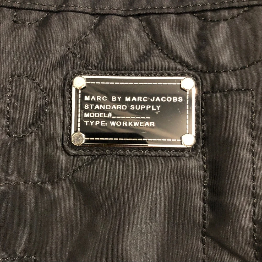 Marc By Marc Jacobs Black Quilted Logo Nylon Laptop Bag Crossbody Messenger
